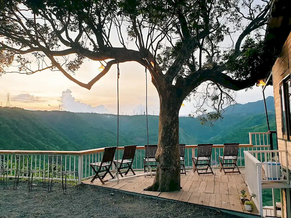 Take a break to sip a cup of coffee and enjoy the charming scenery